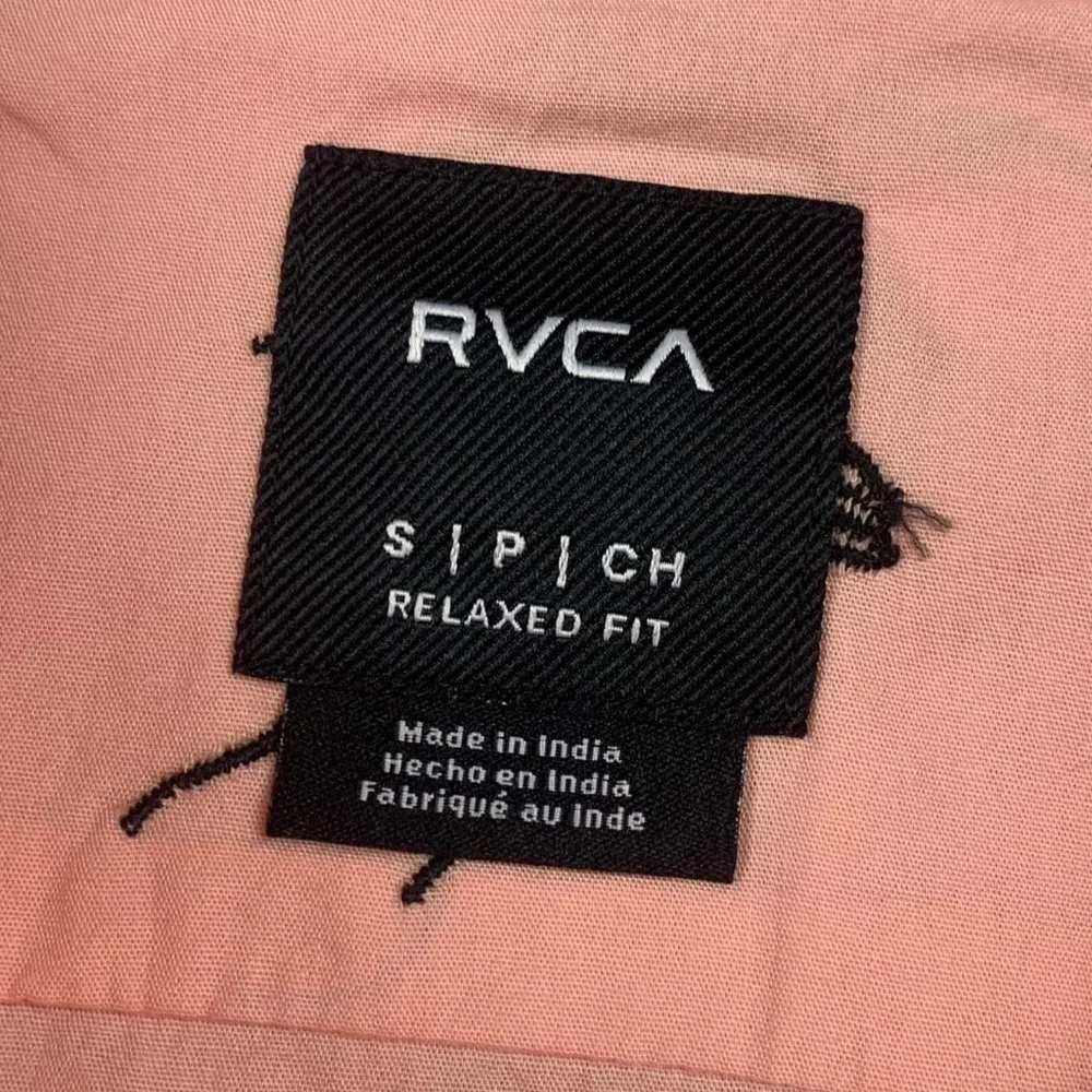 RVCA Men Short Sleeve Button Johanna Gestures Pink New With Tags - Picture 8 of 13